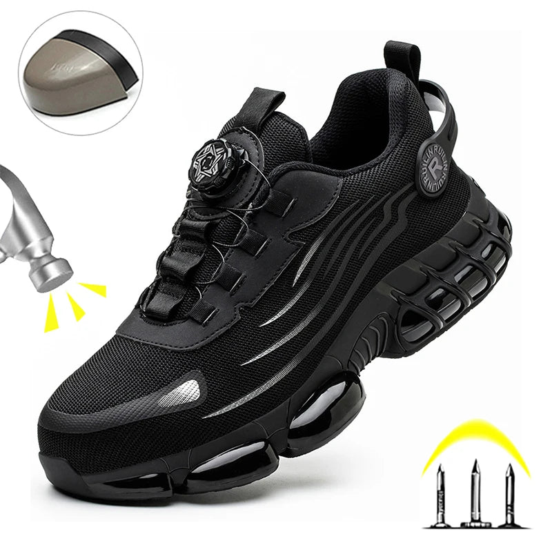 Protective Safety Shoes Slip Resistant Abrasion Resistant Work Shoes Men Tough Comfortable Sneaker 