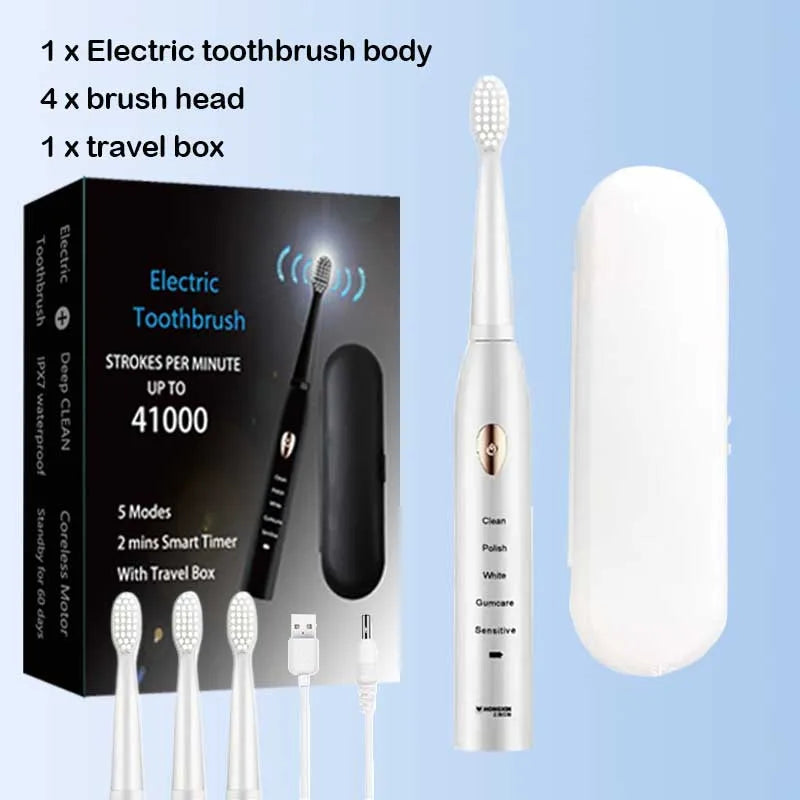 Ultrasonic Sonic Electric Toothbrush For Adult Rechargeable Tooth Brushes Washable Electronic Whitening Teeth Brush Timer Brush
