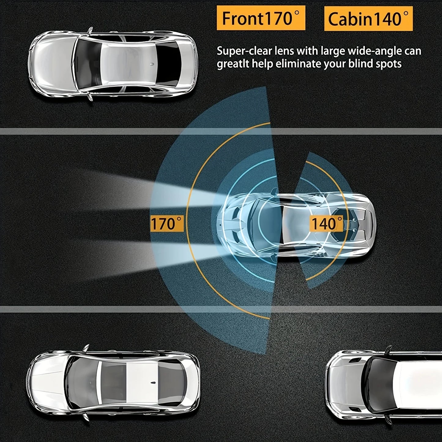 1080P WIFI Dash Cam for cars,Front And Inside,with IR Night Vision,Loop Recording,