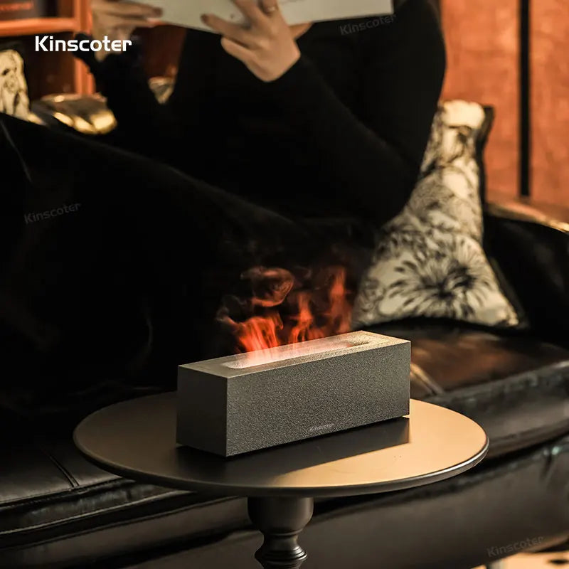 KINSCOTER Flame Aroma Diffuser Air Humidifier Ultrasonic Cool Mist Maker Fogger LED Essential Oil Lamp Realistic Fire Difusor