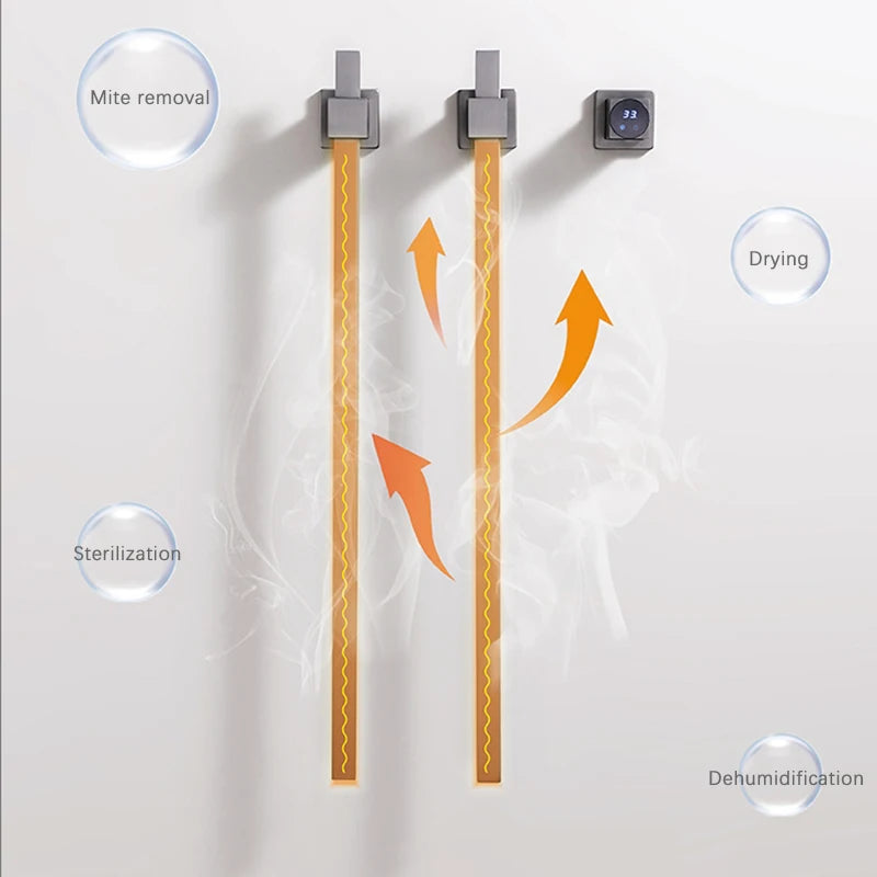 OXG Smart Electric Heated Towel Rack Heated Bathroom Towel Rack Timed Temperature Control Concealed Installation 2 OR 3 Bars