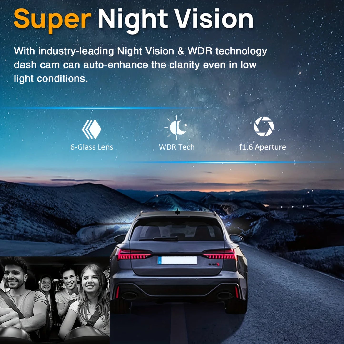 1080P WIFI Dash Cam for cars,Front And Inside,with IR Night Vision,Loop Recording,