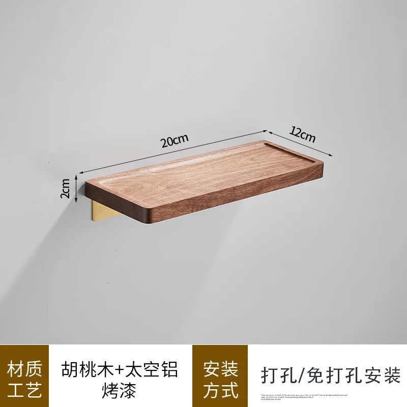 Bathroom Rack Wall-mounted Shower Room Toilet Wood Shelf with Towel Cosmetic Storage kitchen Multi-purpose