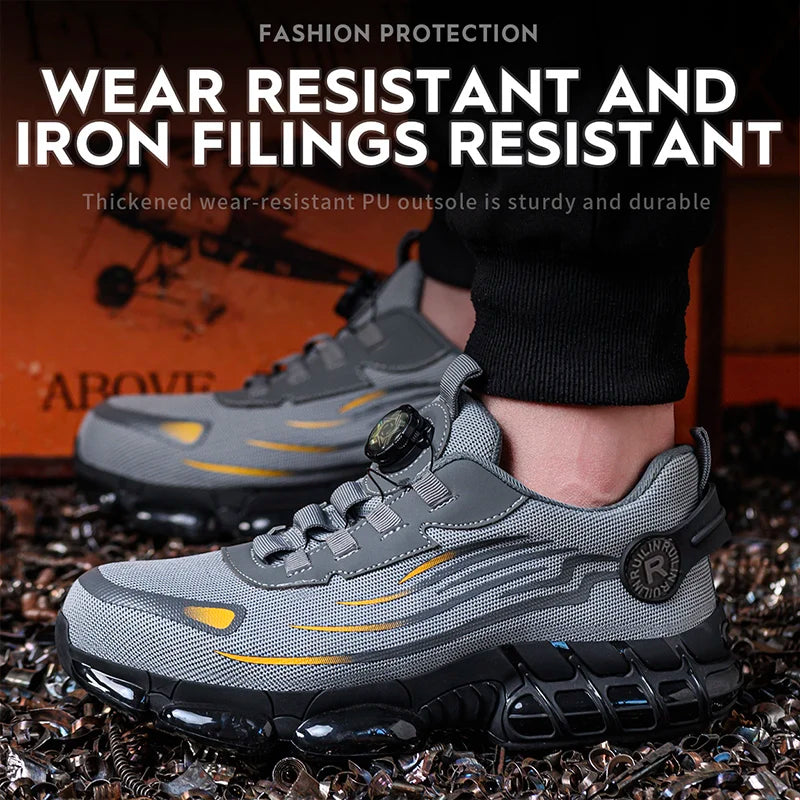 Protective Safety Shoes Slip Resistant Abrasion Resistant Work Shoes Men Tough Comfortable Sneaker 