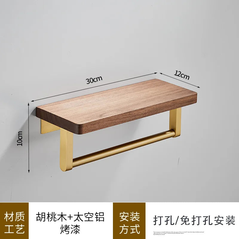 Bathroom Rack Wall-mounted Shower Room Toilet Wood Shelf with Towel Cosmetic Storage kitchen Multi-purpose