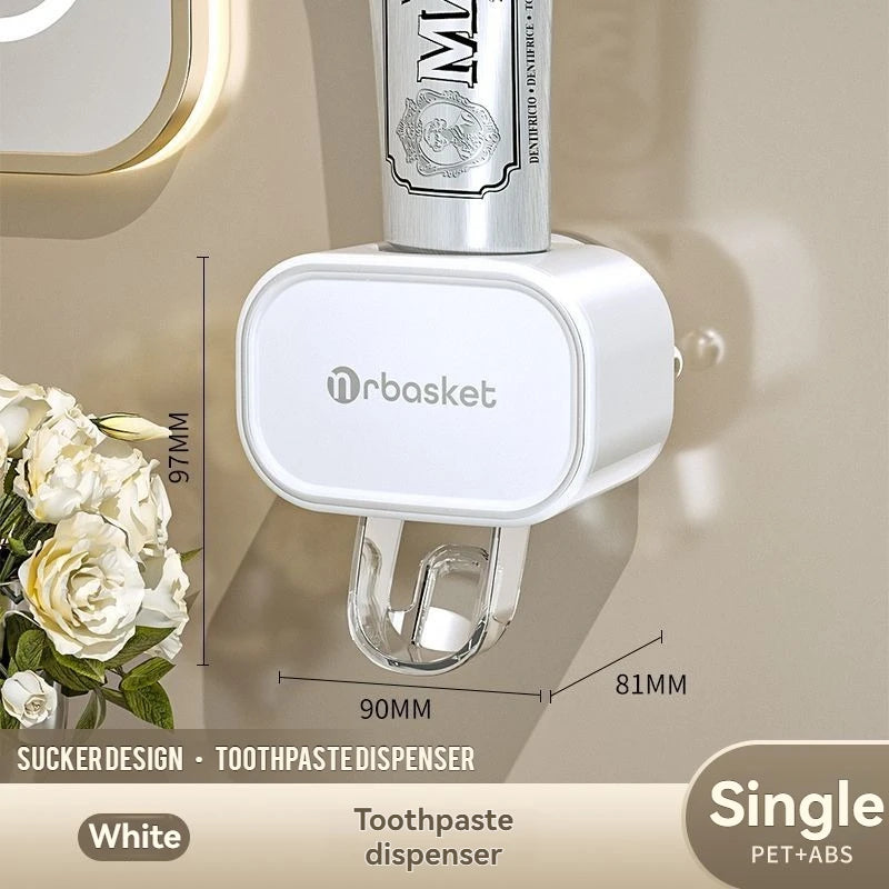 Toothpaste squeezing magic tool shelf, wall-mounted automatic lazy suction cup, no drilling required