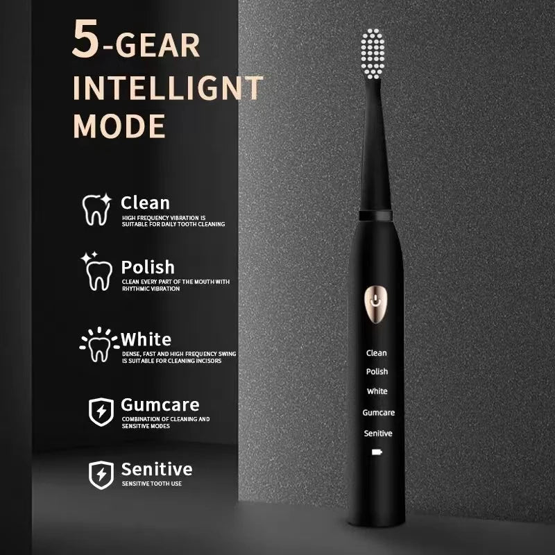 Ultrasonic Sonic Electric Toothbrush For Adult Rechargeable Tooth Brushes Washable Electronic Whitening Teeth Brush Timer Brush