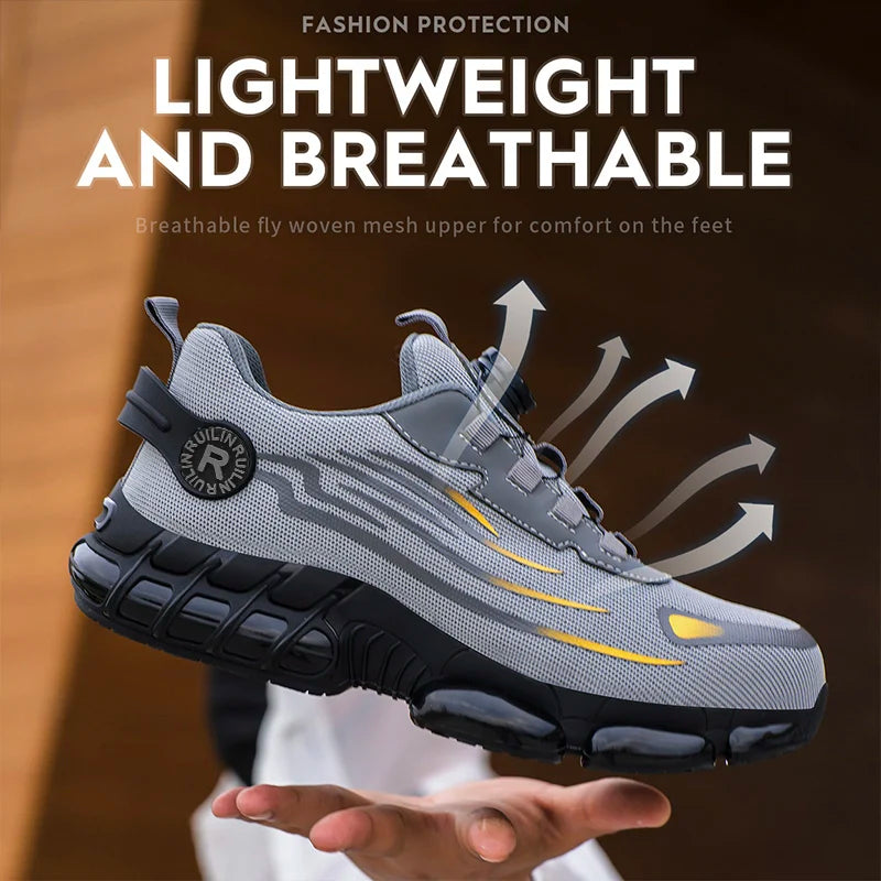Protective Safety Shoes Slip Resistant Abrasion Resistant Work Shoes Men Tough Comfortable Sneaker 