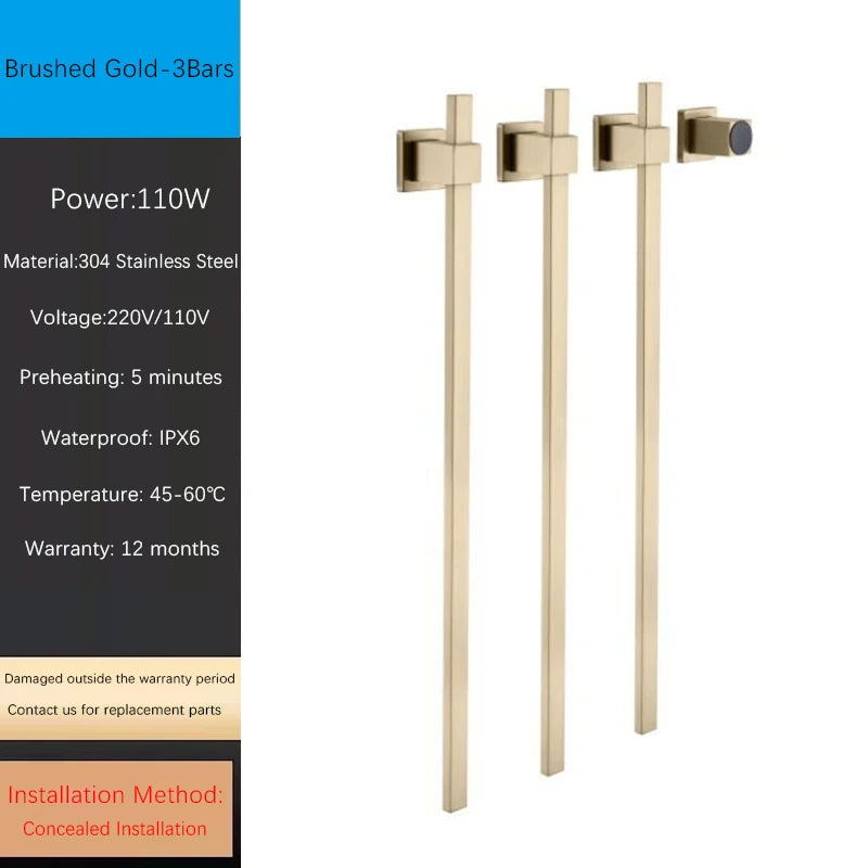 OXG Smart Electric Heated Towel Rack Heated Bathroom Towel Rack Timed Temperature Control Concealed Installation 2 OR 3 Bars