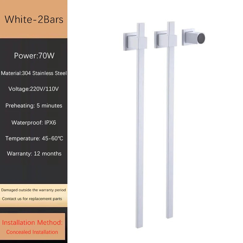 OXG Smart Electric Heated Towel Rack Heated Bathroom Towel Rack Timed Temperature Control Concealed Installation 2 OR 3 Bars