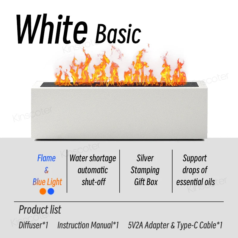 KINSCOTER Flame Aroma Diffuser Air Humidifier Ultrasonic Cool Mist Maker Fogger LED Essential Oil Lamp Realistic Fire Difusor