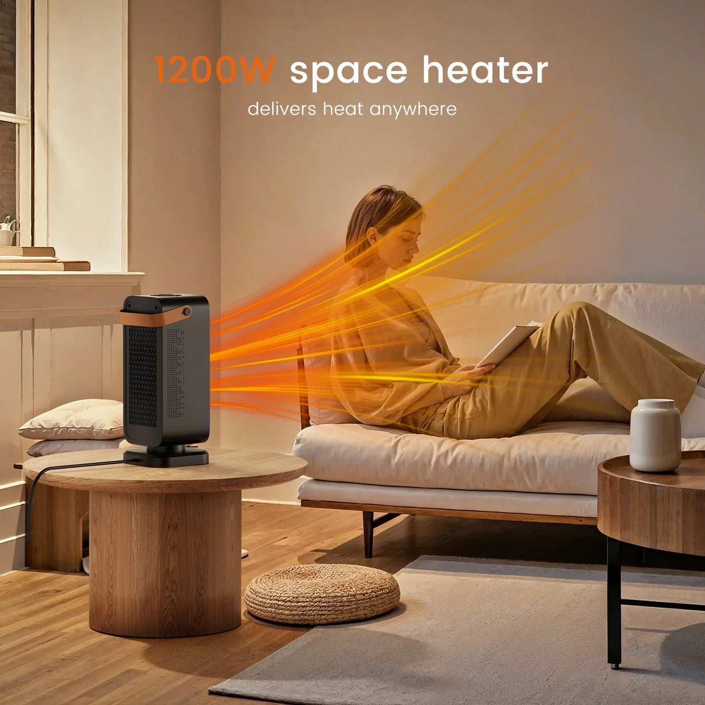 Heater for Home 1200W Fast Heating with Overheating & Tip-Over Protection, Portable Desk Electric Heater for Bedroom living Room