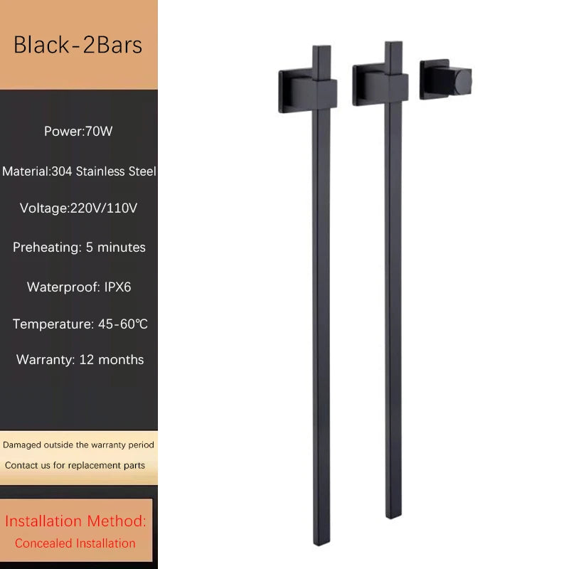 OXG Smart Electric Heated Towel Rack Heated Bathroom Towel Rack Timed Temperature Control Concealed Installation 2 OR 3 Bars