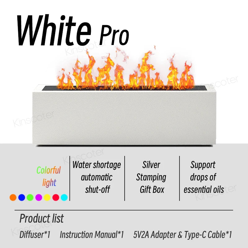 KINSCOTER Flame Aroma Diffuser Air Humidifier Ultrasonic Cool Mist Maker Fogger LED Essential Oil Lamp Realistic Fire Difusor