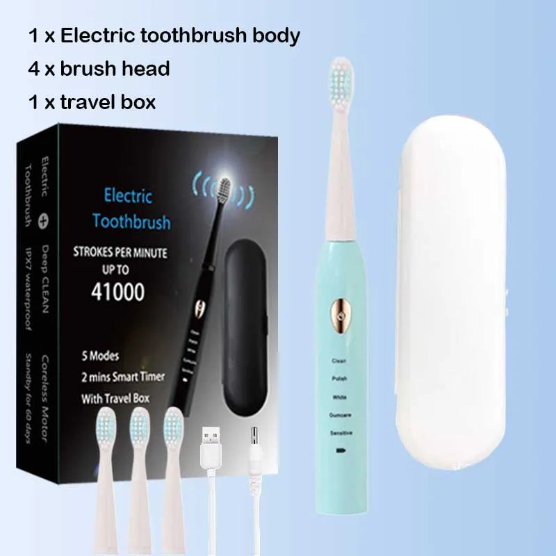 Ultrasonic Sonic Electric Toothbrush For Adult Rechargeable Tooth Brushes Washable Electronic Whitening Teeth Brush Timer Brush