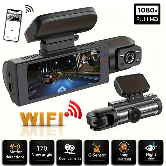 1080P WIFI Dash Cam for cars,Front And Inside,with IR Night Vision,Loop Recording,