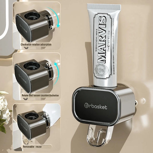 Toothpaste squeezing magic tool shelf, wall-mounted automatic lazy suction cup, no drilling required