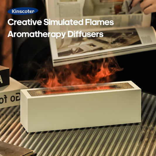 KINSCOTER Flame Aroma Diffuser Air Humidifier Ultrasonic Cool Mist Maker Fogger LED Essential Oil Lamp Realistic Fire Difusor