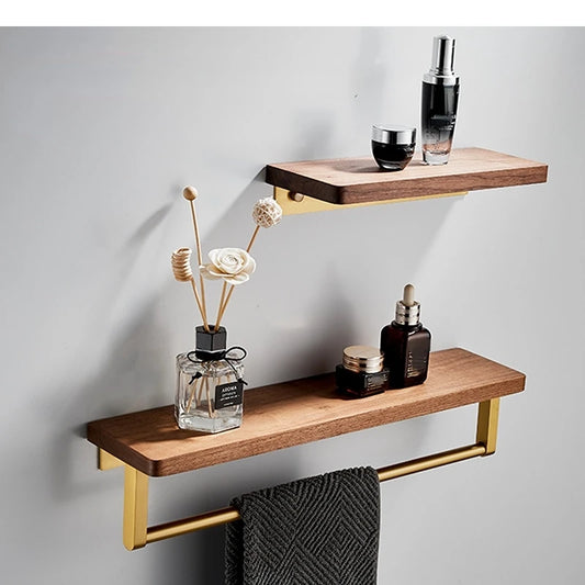 Bathroom Rack Wall-mounted Shower Room Toilet Wood Shelf with Towel Cosmetic Storage kitchen Multi-purpose